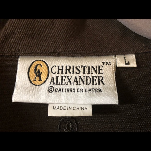Christine Alexander Denim Jacket Sz L Rhinestone Crystal Button Up Brown - Picture 13 of 13